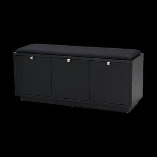 Confetti houten bank zwart met zwart zitkussen - 106 x 45 cm