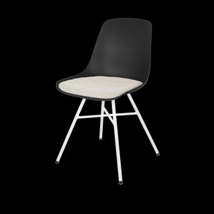 Noa-Liv eetkamerstoel zwart met beige zitkussen - wit onderstel