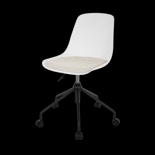 Nout-Liv bureaustoel wit met beige zitkussen - zwart onderstel