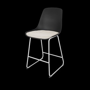 Nino-Liv barkruk zwart met beige zitkussen - wit onderstel - 65 cm