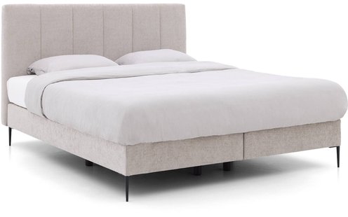 Goossens Boxspring Ease Solid Incl. Matras, Vlak 180 x 200 cm (=2x 90 x 200 cm) met hoofdbord + 2x matras shapes 1