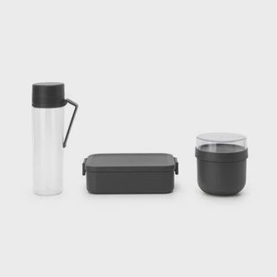 Brabantia Make & Take Ontbijt- en Lunchset 3-delig - Kunststof - Dark Grey Brabantia Make & Take Ontbijt- en Lunchset 3-delig - Kunststof - Dark Grey