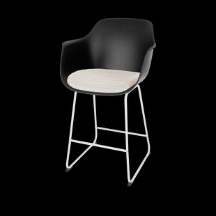 Nino-Liz barkruk zwart met beige zitkussen - wit onderstel - 65 cm