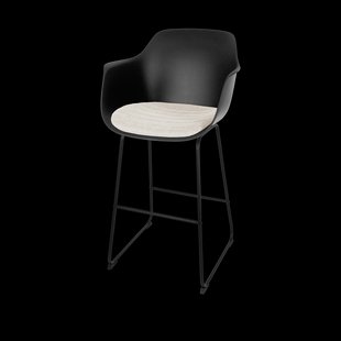 Nino-Liz barkruk zwart met beige zitkussen - zwart onderstel - 75 cm