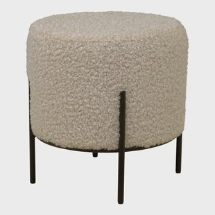 Rosemarie teddy poef beige - Ø35,5 cm