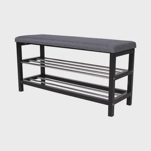 Artichok Norah Houten Schoenenrek met Bankje - Zwart | Grijs