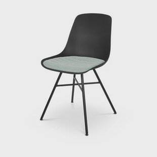 Nolon Noa-Liv Eetkamerstoel Zwart - Zacht Groen Kussen - Zwarte Poten
