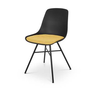 Nolon Noa-Liv Eetkamerstoel Zwart - Okergeel Kussen - Zwarte Poten
