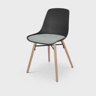 Nolon Nena-Liv Eetkamerstoel Zwart - Zacht Groen Kussen - Houten Poten