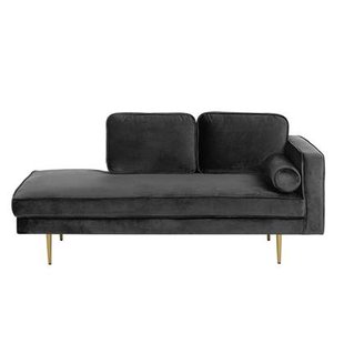 Beliani - MIRAMAS - Chaise longue - Zwart - Rechterzijde - Fluweel