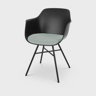 Nolon Noa-Liz Eetkamerstoel Zwart - Zacht Groen Kussen - Zwarte Poten