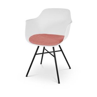 Nolon Noa-Liz Eetkamerstoel Wit - Terracotta Kussen - Zwarte Poten