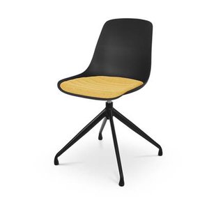 Nolon Nola-Liv Eetkamerstoel Zwart - Okergeel - Draaibaar - Zwart
