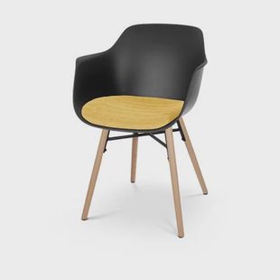 Nolon Nena-Liz Eetkamerstoel Zwart - Armleuning - Okergeel Kussen