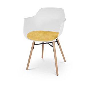 Nolon Nena-Liz Eetkamerstoel Wit - Armleuning - Okergeel Kussen