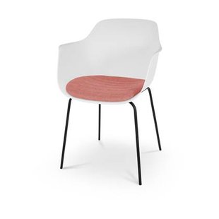 Nolon Nora-Liz Eetkamerstoel Wit - Terracotta Kussen - Zwarte Poten