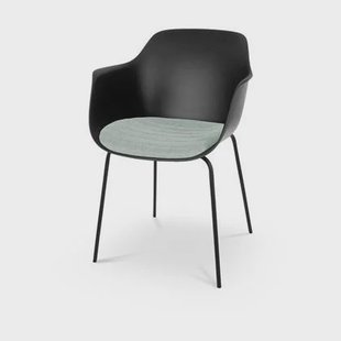 Nolon Nora-Liz Eetkamerstoel Zwart - Zacht Groen Kussen - Zwarte Poten