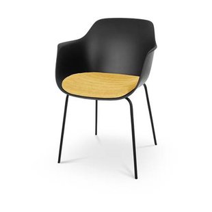 Nolon Nora-Liz Eetkamerstoel Zwart - Okergeel Kussen - Zwarte Poten