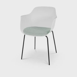 Nolon Nora-Liz Eetkamerstoel Wit - Zacht Groen Kussen - Zwarte Poten