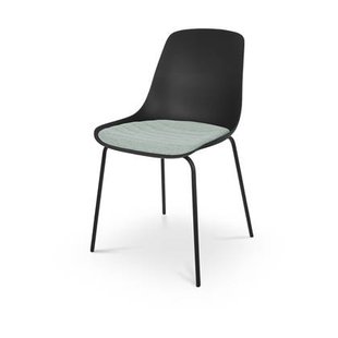 Nolon Nora-Liv Eetkamerstoel Zwart - Zacht Groen Kussen - Zwarte Poten