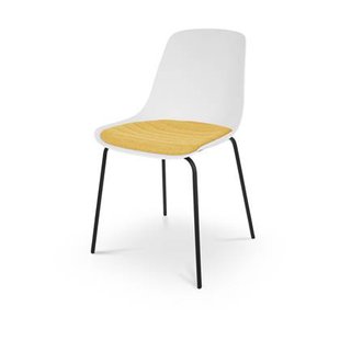 Nolon Nora-Liv Eetkamerstoel Wit - Okergeel Kussen - Zwarte Poten