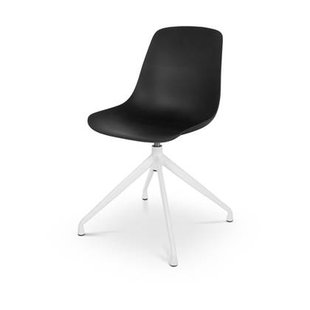 Nolon Nola-Pip Eetkamerstoel Zwart - Draaibaar - Wit Onderstel