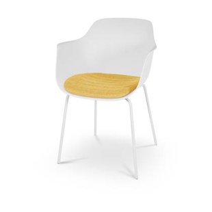 Nolon Nora-Liz Eetkamerstoel Wit - Okergeel Kussen - Witte Poten