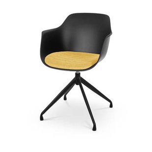 Nolon Nola-Liz Eetkamerstoel Zwart - Okergeel - Draaibaar - Zwart