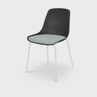 Nolon Nora-Liv Eetkamerstoel Zwart - Zacht Groen Kussen - Witte Poten