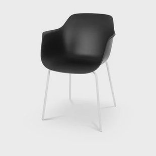 Nolon Nora-Puk Eetkamerstoel Zwart - met Armleuning - Wit Onderstel