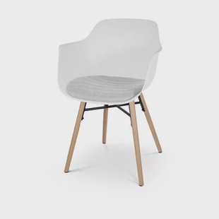 Nolon Nena-Liz Eetkamerstoel Wit - Armleuning - Lichtgrijs Kussen