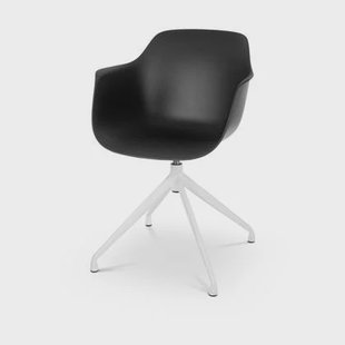 Nolon Nola-Puk Eetkamerstoel Zwart - Draaibaar - Armleuning - Wit
