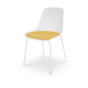 Nolon Nora-Liv Eetkamerstoel Wit - Okergeel Kussen - Witte Poten