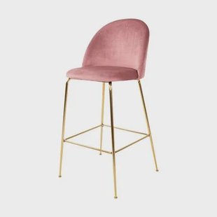 Artichok Aniek barkruk velvet roze - gouden onderstel - 77 cm