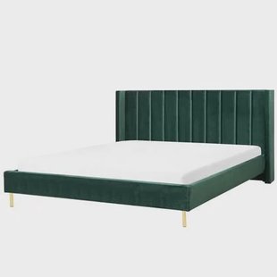 Beliani-VILLETTE -Tweepersoonsbed-Donkergroen-180 x 200 cm-Fluweel