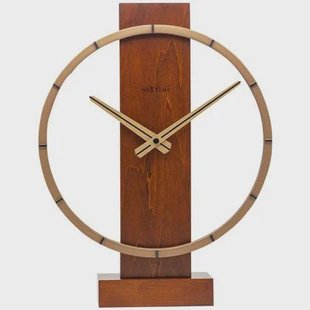 NeXtime - NeXtime - Tafel| Wandklok - 34x27cm- Hout|Staal - Bruin -