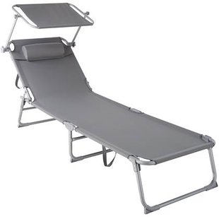 tectake® Ligbed 4-niveaus met hoofdkussen - Grijs