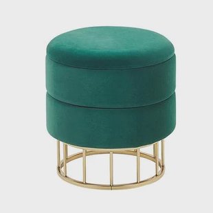 Beliani - ELGIN - Poef - Donkergroen - 37 cm - Fluweel