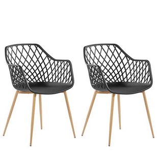 Beliani - NASHUA - Eetkamerstoel - Zwart - Synthetisch materiaal