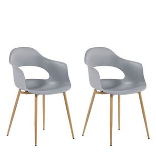 Beliani - UTICA - Eetkamerstoel - Lichtgrijs - Synthetisch materiaal