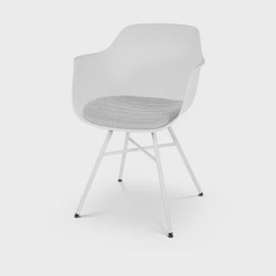 Nolon Noa-Liz Eetkamerstoel Wit - Lichtgrijs Kussen - Witte Poten