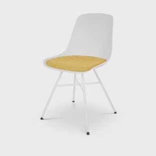 Nolon Noa-Liv Eetkamerstoel Wit - Okergeel Kussen - Wit Onderstel