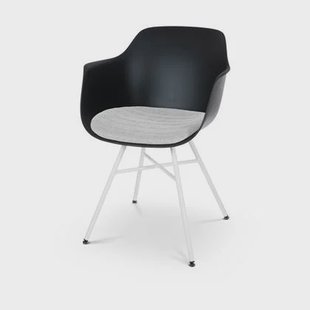 Nolon Noa-Liz Eetkamerstoel Zwart - Lichtgrijs Kussen - Witte Poten