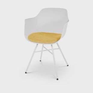 Nolon Noa-Liz Eetkamerstoel Wit - Okergeel Kussen - Witte Poten