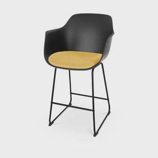 Nolon Nino-Liz Barkruk Zwart - Okergeel Kussen - Zwart Frame - 65 cm