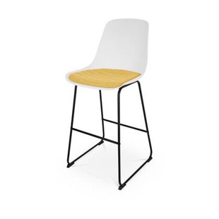 Nolon Nino-Liv Barkruk Wit - Okergeel Kussen - Zwart Frame - 75 cm