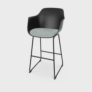 Nolon Nino-Liz Barkruk Zwart - Zachtgroen Kussen - Zwart Frame - 75 cm