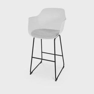 Nolon Nino-Liz Barkruk Wit - Lichtgrijs Kussen - Zwart Frame - 75 cm