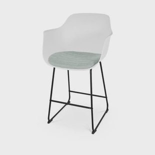 Nolon Nino-Liz Barkruk Wit - Zacht Groen Kussen - Zwart Frame - 65 cm