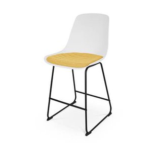 Nolon Nino-Liv Barkruk Wit - Okergeel Kussen - Zwart Frame - 65cm